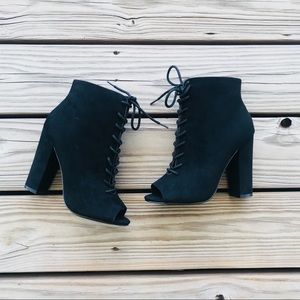 Steve Madden lace up peep toe booties
